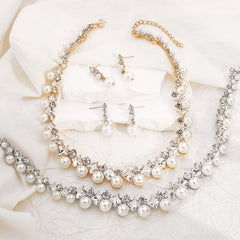 Baroque Alloy Necklace And Earrings Elegant Fashion All-match Bridal Formal Formal Dress Jewelry Suit