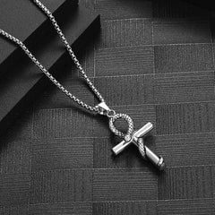 Ancient Egypt Anka Pendant Vintage Snake Cross Personality Titanium Steel Accessories