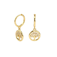 S925 Sterling Silver Inlaid Zircon Lucky Tree Earrings High Quality Gold Plated Ear Clip